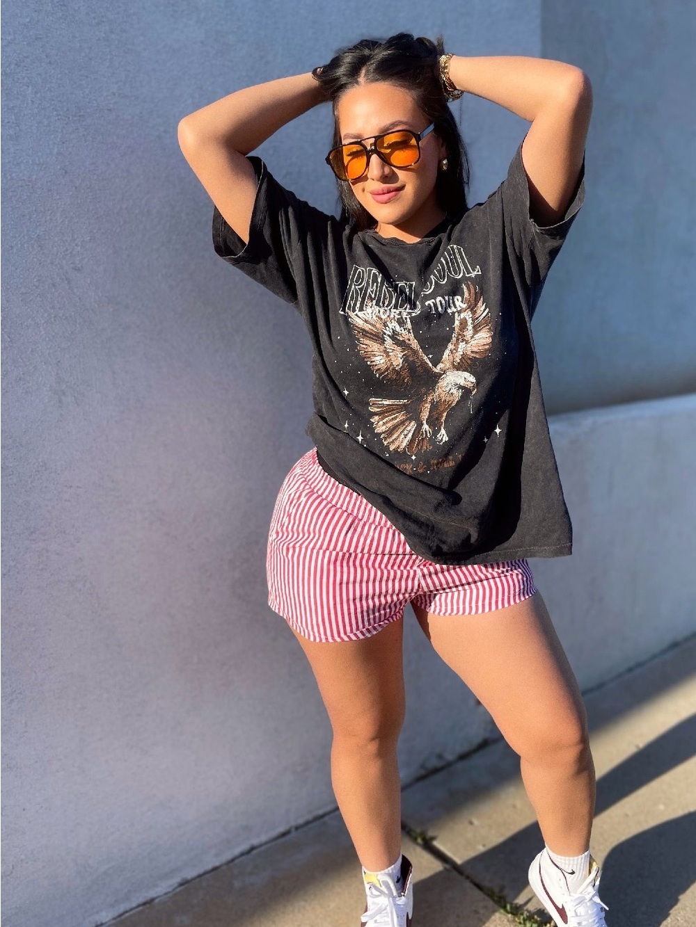 Striped Pink and White Women’s Casual Shorts